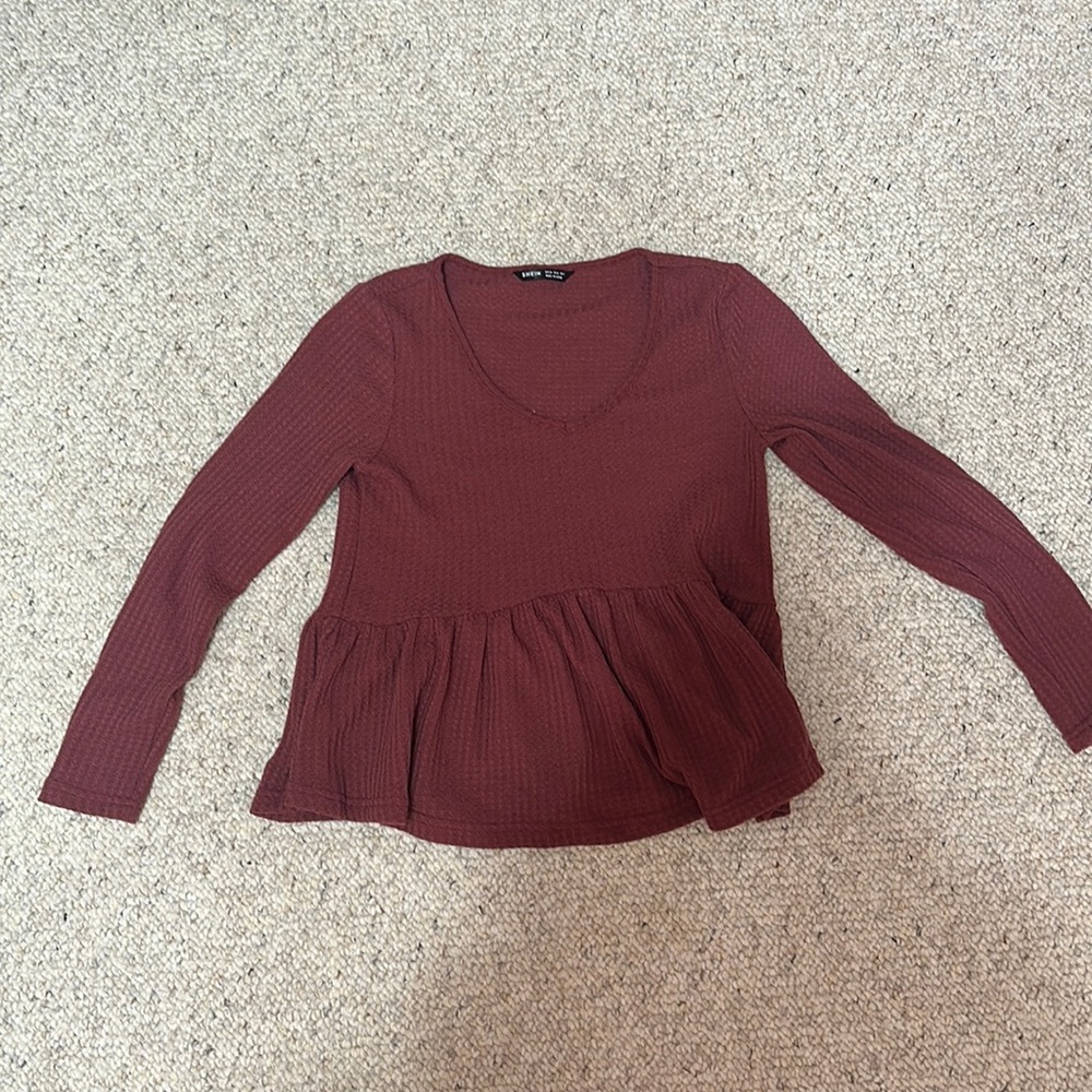 Burgundy long sleeve top